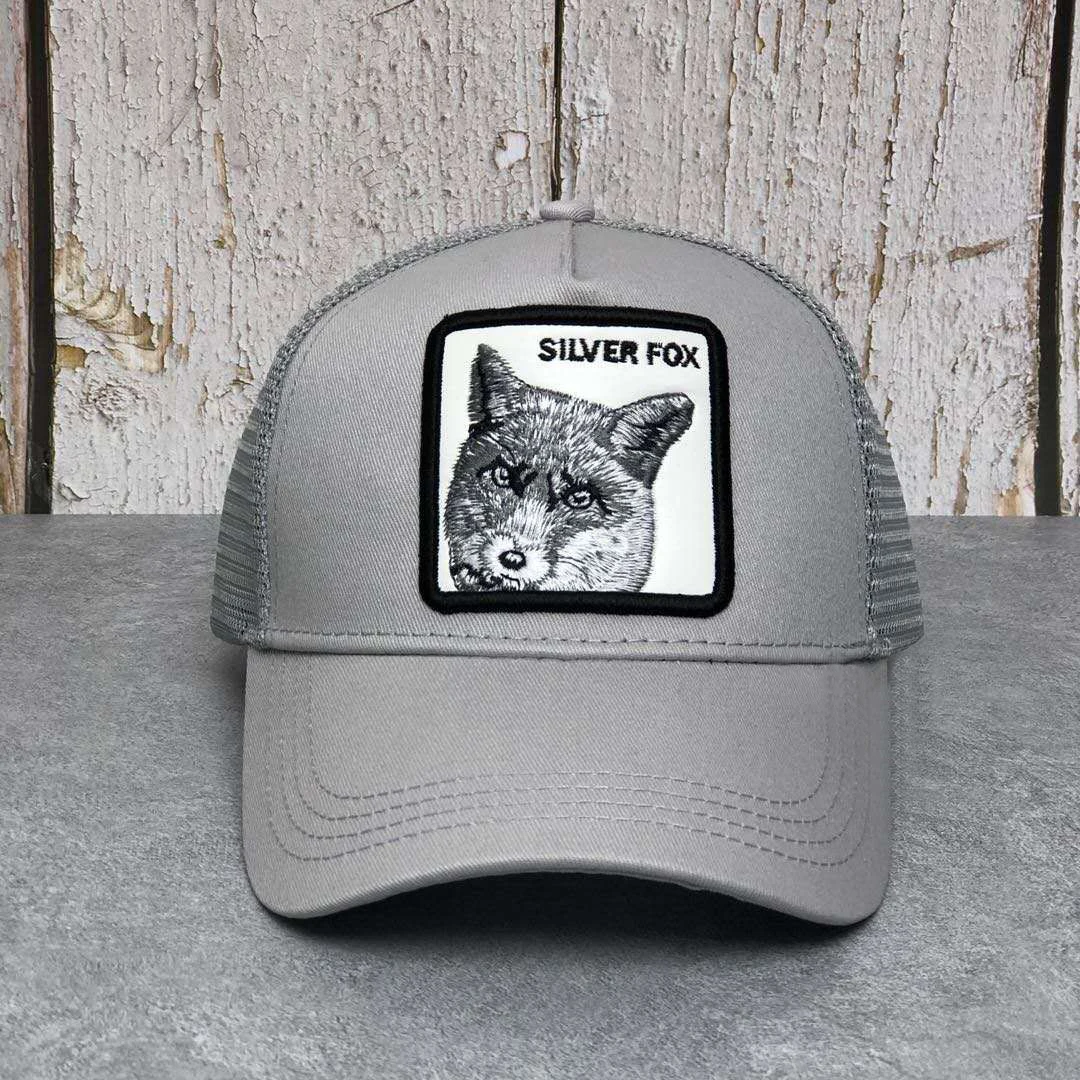 Бейсболка с вышивкой в виде различных животных Серебряная лиса мужская и женская