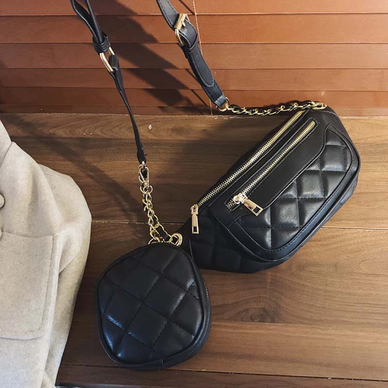 Женская нагрудная сумка женская из искусственной кожи на цепочке дизайнерская