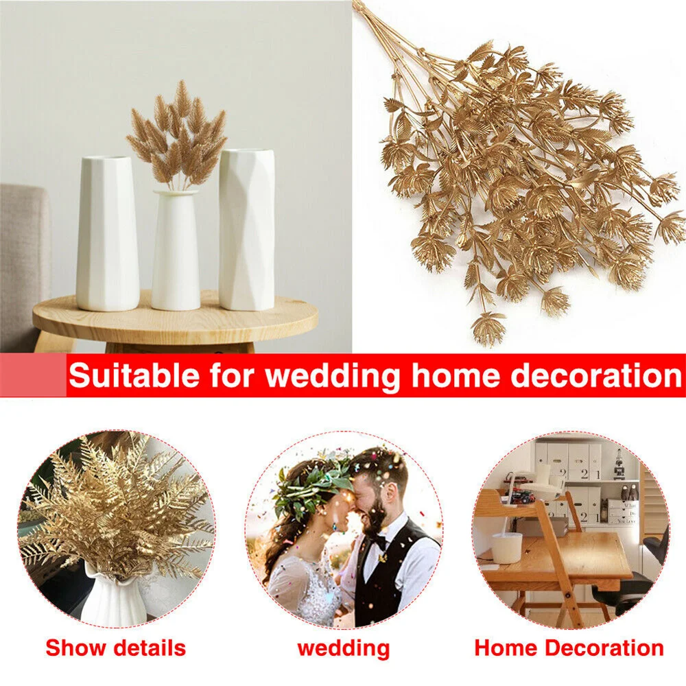 Декоративная ваза искусственные листья из золота и серебра пластиковые растения