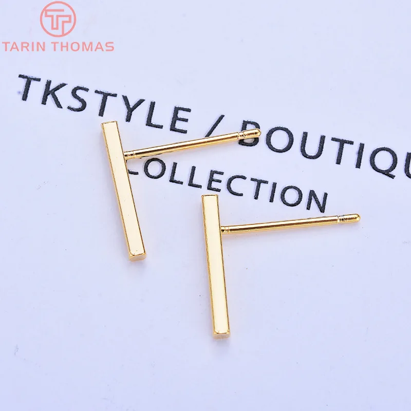 20 шт. 12x1 5 MM 24K Gold Цвет латунный стержень серьги гвоздики Высокое качество Diy