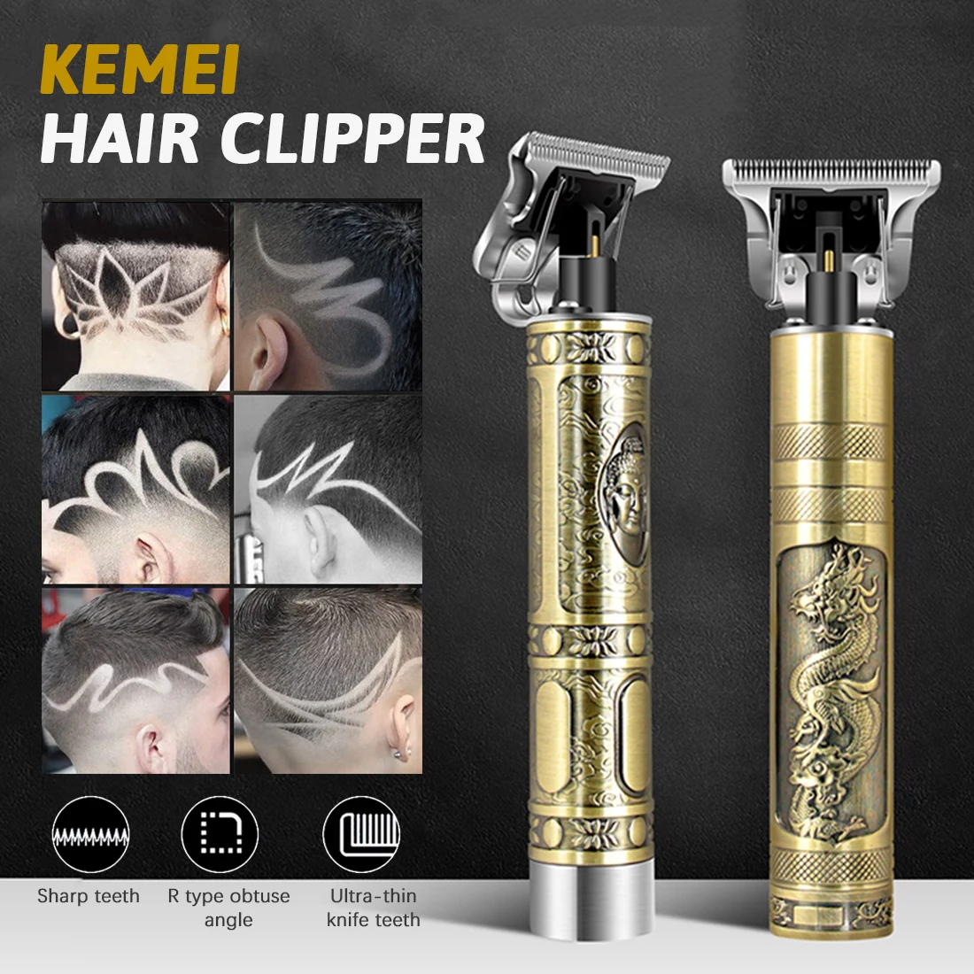 

1971 Kemei Electric Hair Clipper Trimmer Professional For Men USB Rechargeable Shaver Beard Barber 0mm Hair Cutting Machine