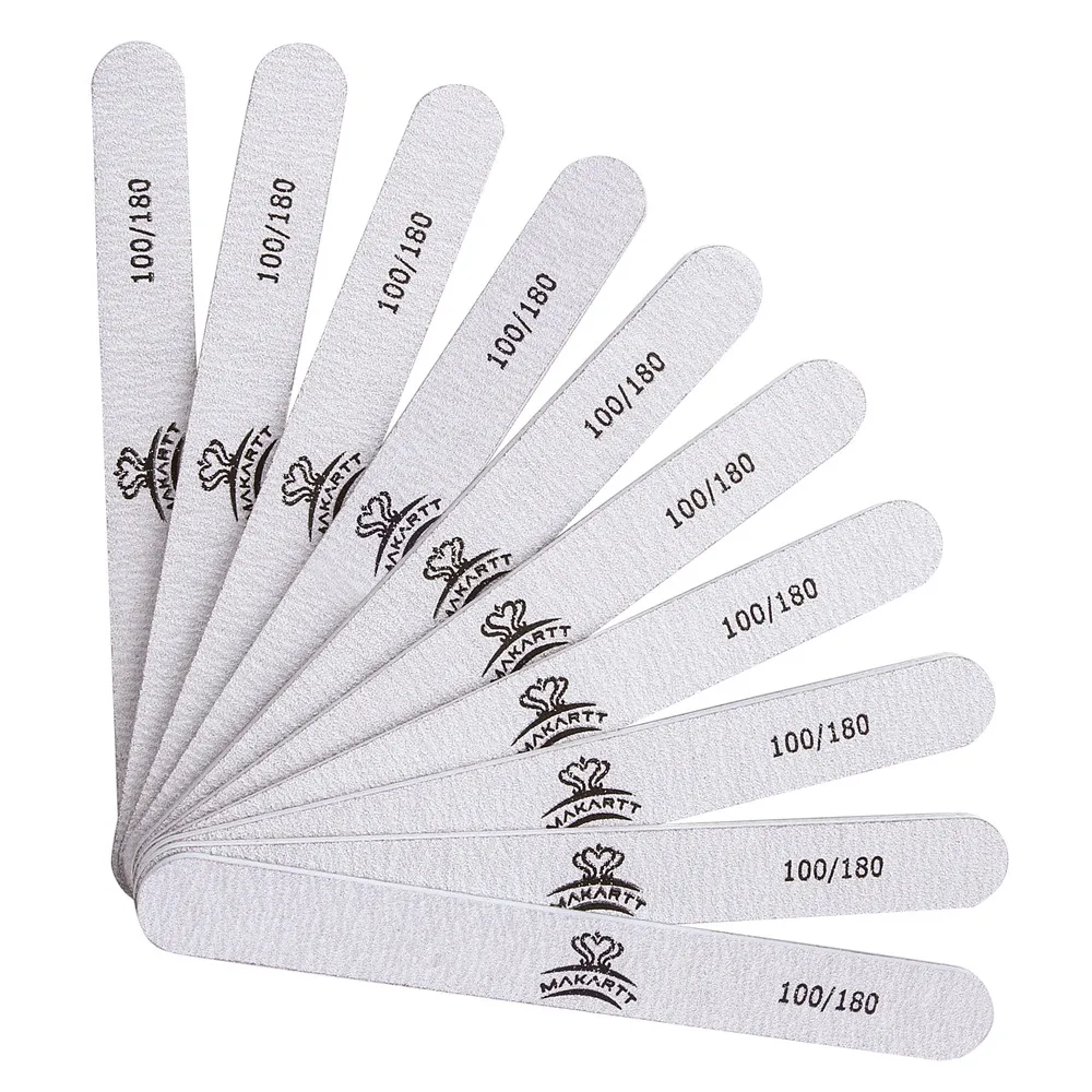 MAKARTT 10 шт. пилки для ногтей зебра моющаяся двухсторонняя Наждачная доска 100/180
