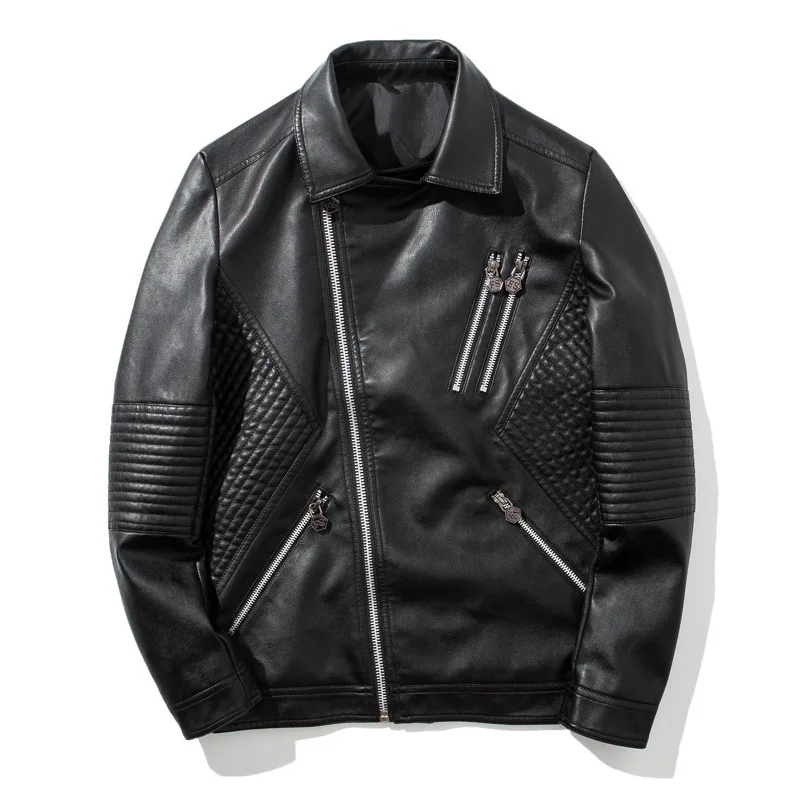 

Men's wear the spring and autumn period and the leather lapels men handsome motorcycle Thin man leisure pu leather men's jacket