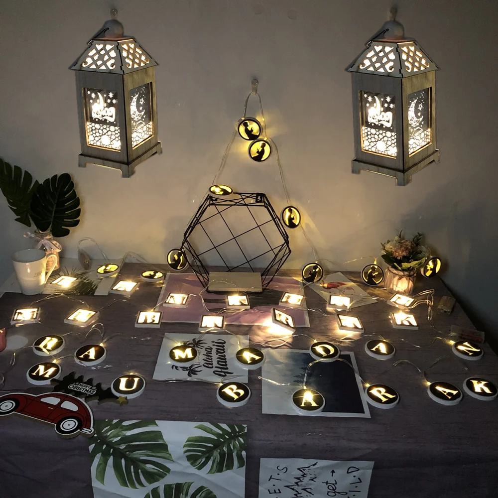 Светодиодный светильник Eid Mubarak Декоративная гирлянда в мусульманском
