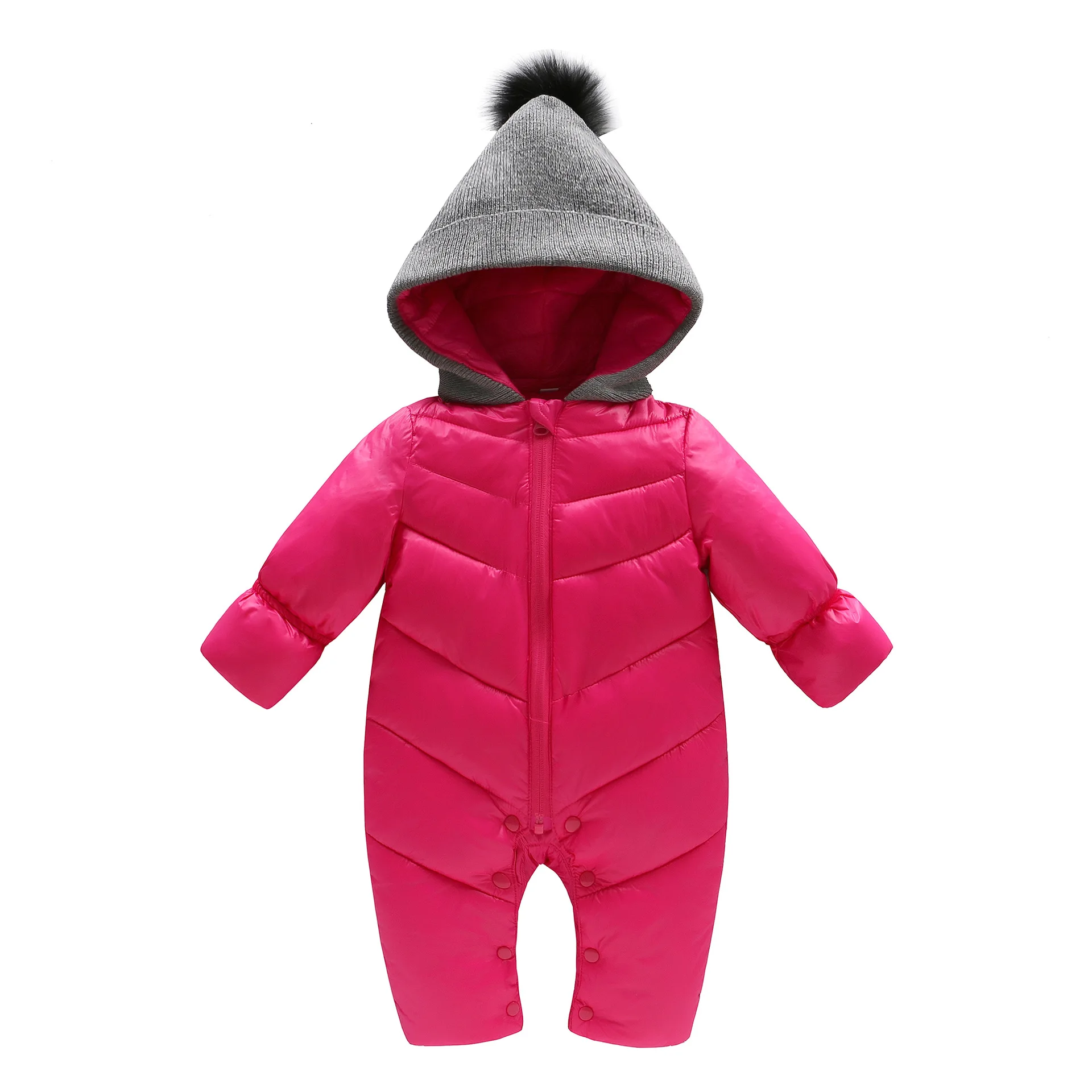 rose Red Одежда для новорожденных мальчиков и девочек, зимние комбинезоны с капюшоном, плотный теплый наряд, комбинезон для новорожденных, Детский костюм, ползунки - Цвет: rose Red