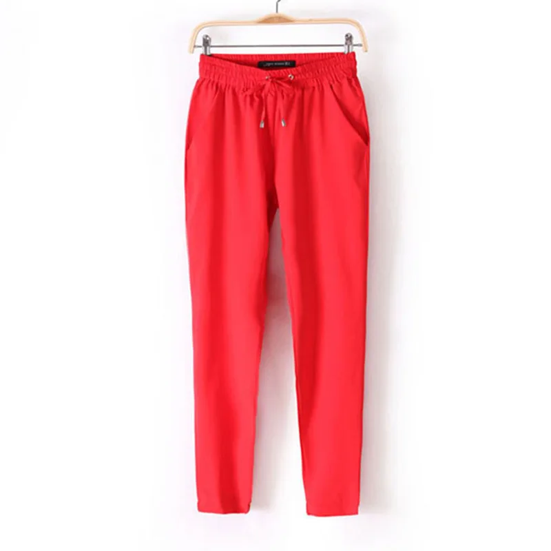 Женские повседневные шаровары свободные брюки женские эластичные с высокой