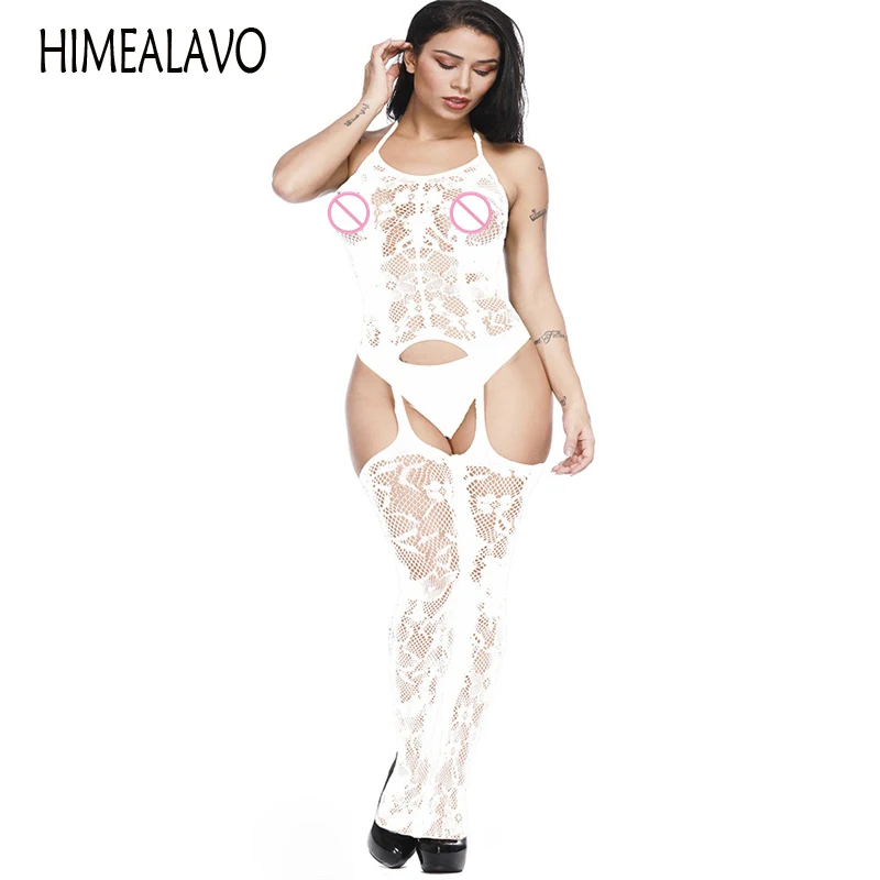 Эротическое нижнее белье Сетчатое боди эротическое размера плюс с открытой