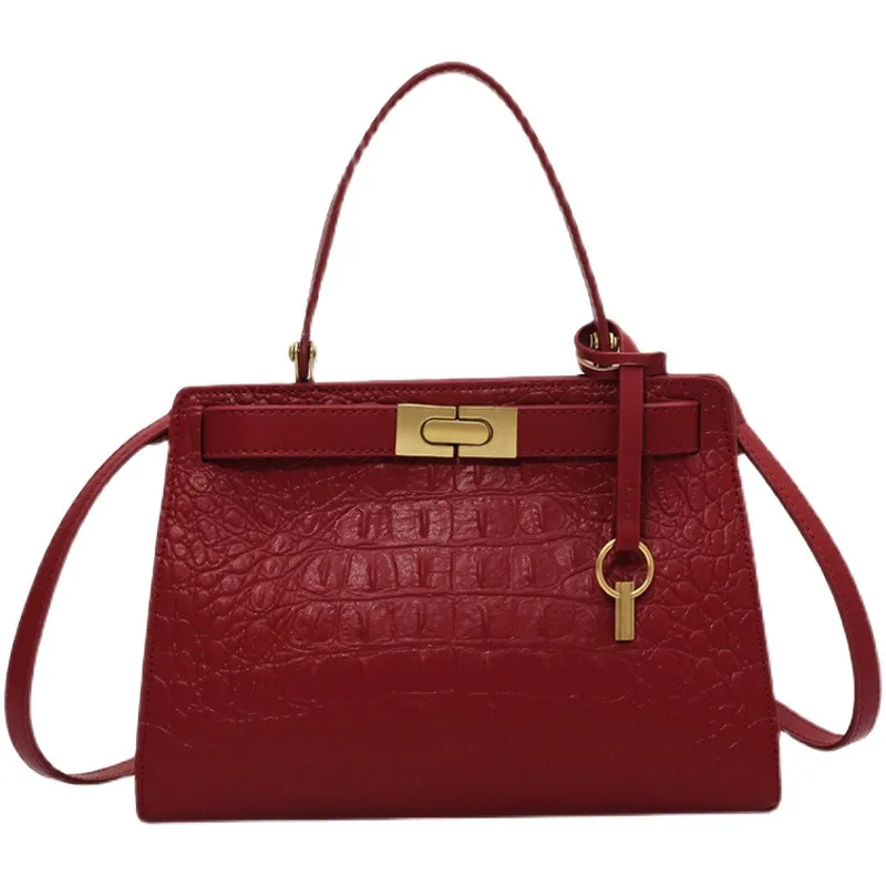 

Crocodile Pattern Square Tote Bag 2021 Fashion Quality PU Leather Women's Designer Handbag High Capacity Shoulder Messenger Bag