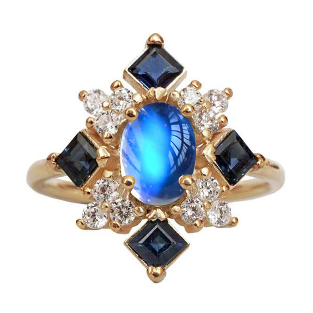 Женское Модное Элегантное кольцо с искусственным лунным камнем квадратные