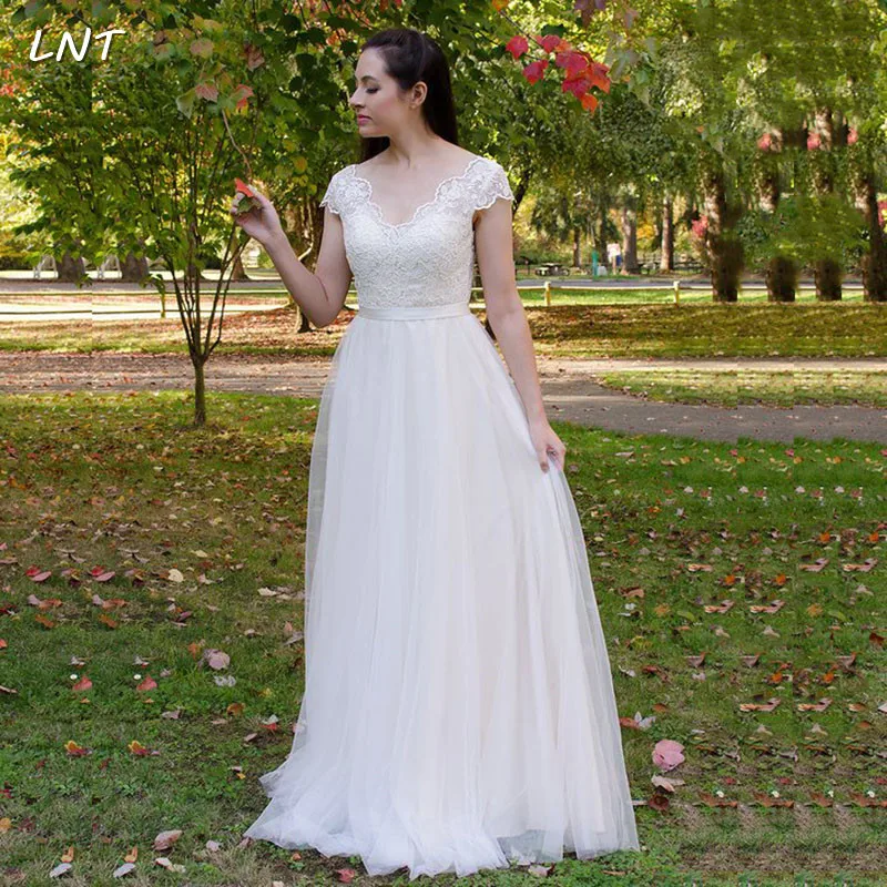 Весенние Свадебные платья со шлейфом и коротким рукавом|Свадебные платья| |