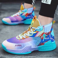 hot colorful mens basketball shoes breathable high top sneakers men bounce streetball shoes outdoor trainers men sports shoes