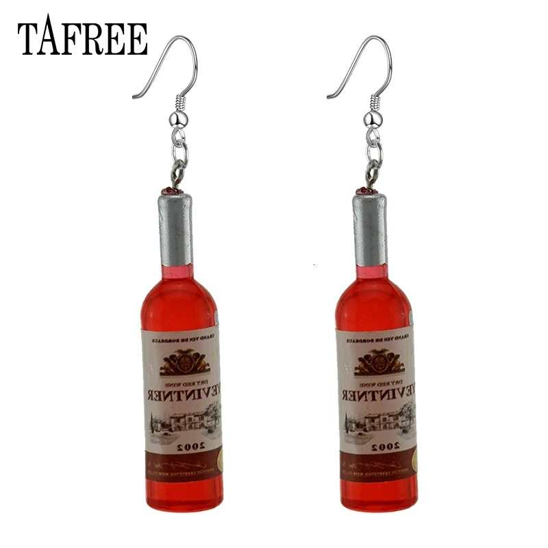 TAFREE DIY Имитация бутылки вина Висячие серьги для женщин холодный красный, желтый, синий Вино Висячие серьги ювелирных изделий