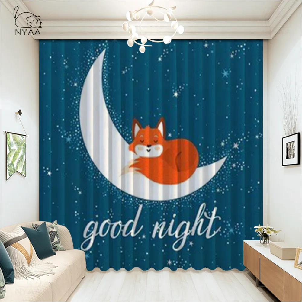 

Lovely Panda Pattern Printing Curtains Kitchen Cartoon Fox White Curtain For Living Room Curtains On The Door Micro Shading