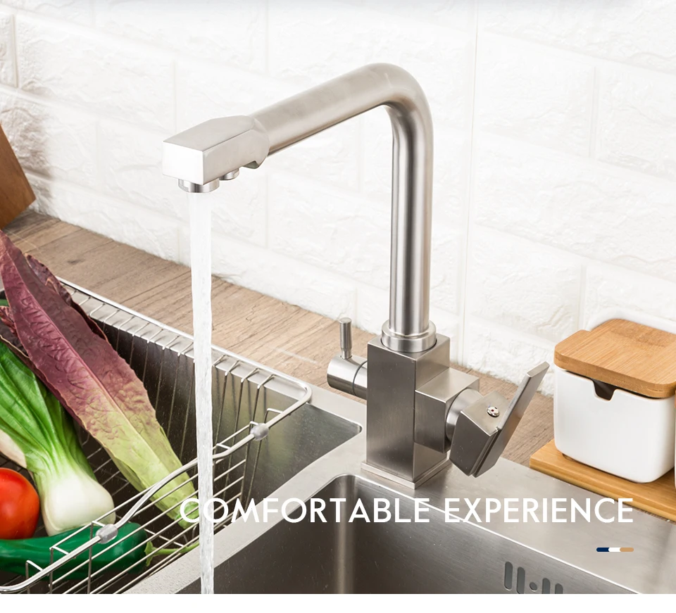 Filter Kitchen Faucet Drinking Water Single Hole Black Hot and cold Pure Sinks Deck Mounted Mixer Tap |