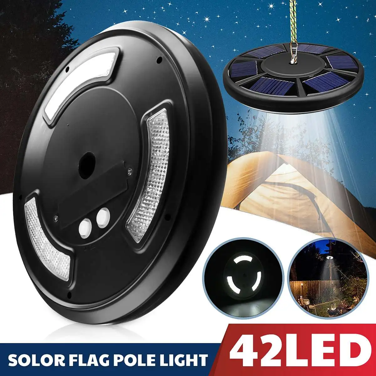 

42 LED Solar Powered Energy Flag Pole Lamp Waterproof Outdoor Garden Light Solar LED Light Solar Lamp Sensitive Light Control