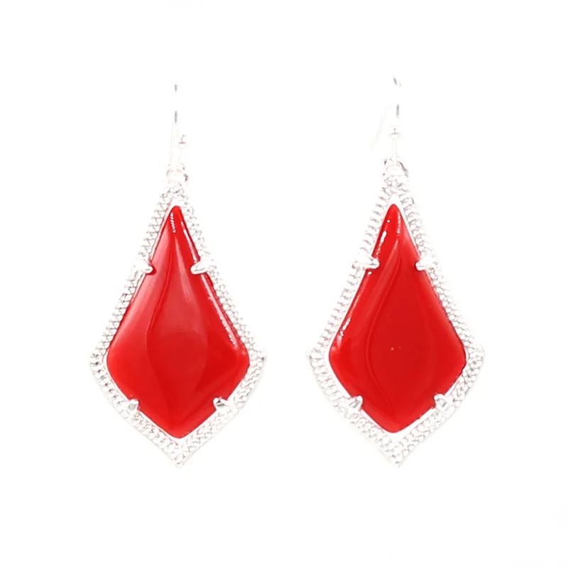 Kace ярко-розовые Висячие серьги для женщин - Окраска металла: Silver red
