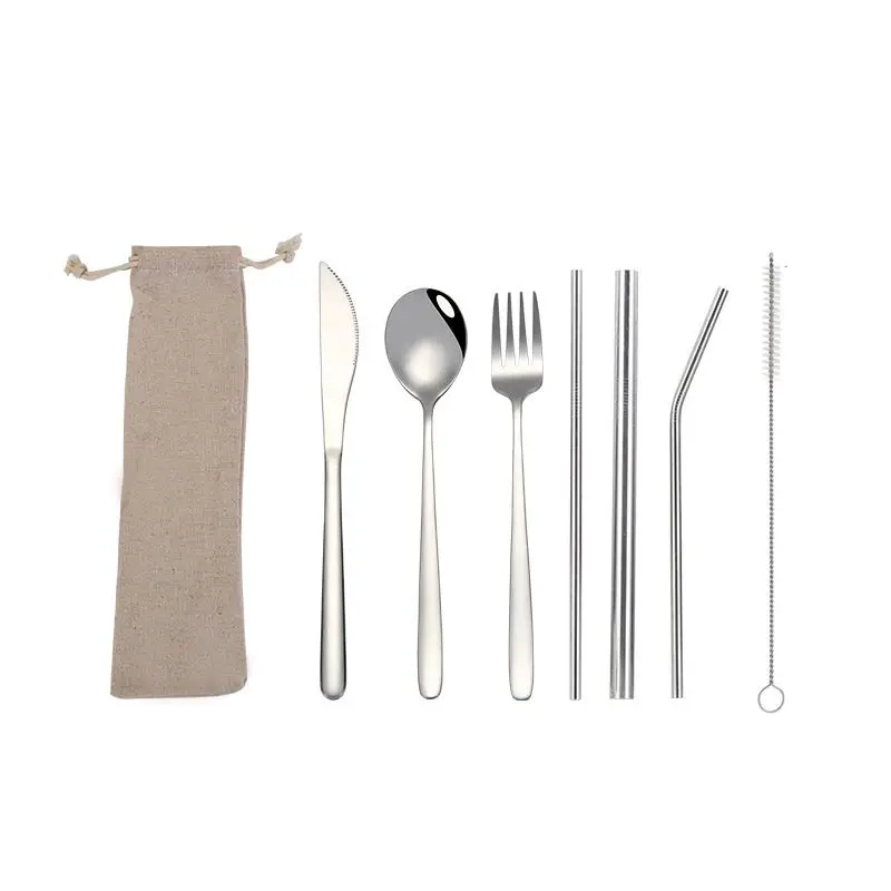 Портативные столовые приборы вилка ложка набор щеточек из нержавеющей стали