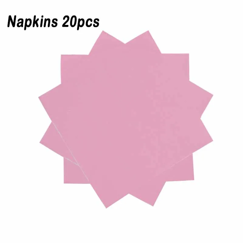 Napkins 20pcs Одноразовые столовые приборы для вечеринки в честь Дня Рождения, розовые бумажные соломинки, стаканчики для украшения первого 18го дня рождения, вечерние салфетки, тарелки для девочек - Цвет: Napkins 20pcs