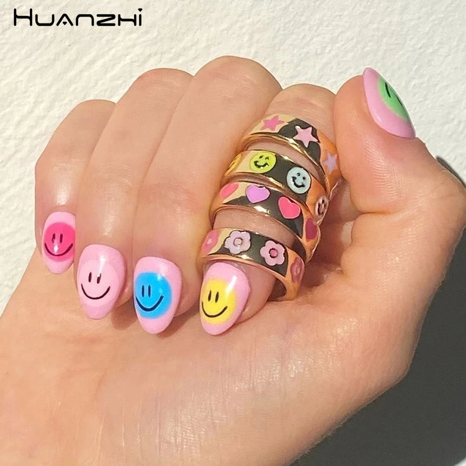 Улыбка Гал кольцо Alien цветок королевские кольца намэл плотное Размеры класса