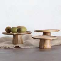european wooden storage tray living room coffee table fruit organizer afternoon tea tall feet cake pan modern home decoration