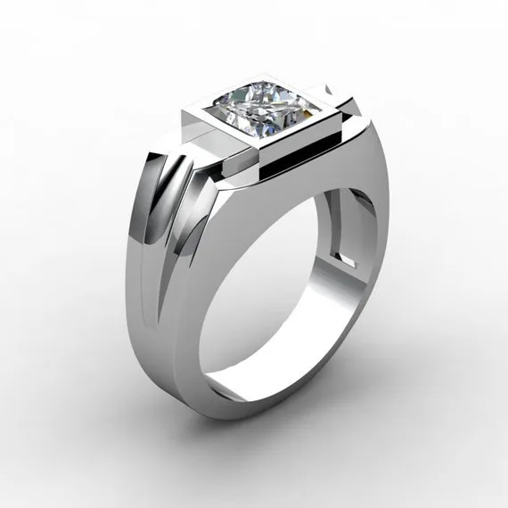 New Fashion Silver color Square Cubic Zircon Rings Anel for Men CZ Crystal Wedding Engagement Jewelry | Украшения и аксессуары