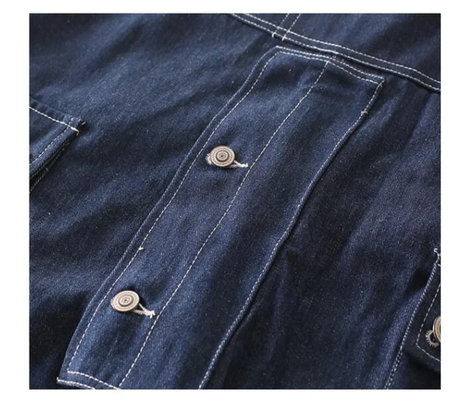 

Mandylandy Plus Size Retro Denim Overalls Jeans Trousers Men's Multi-pocket Sleeveless Jumpsuit Casual Straight Cargo Pants