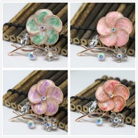 newly enamel sunflower brooches 8 colors women white crystal rose gold color collar party gift accessories jewelry pins h