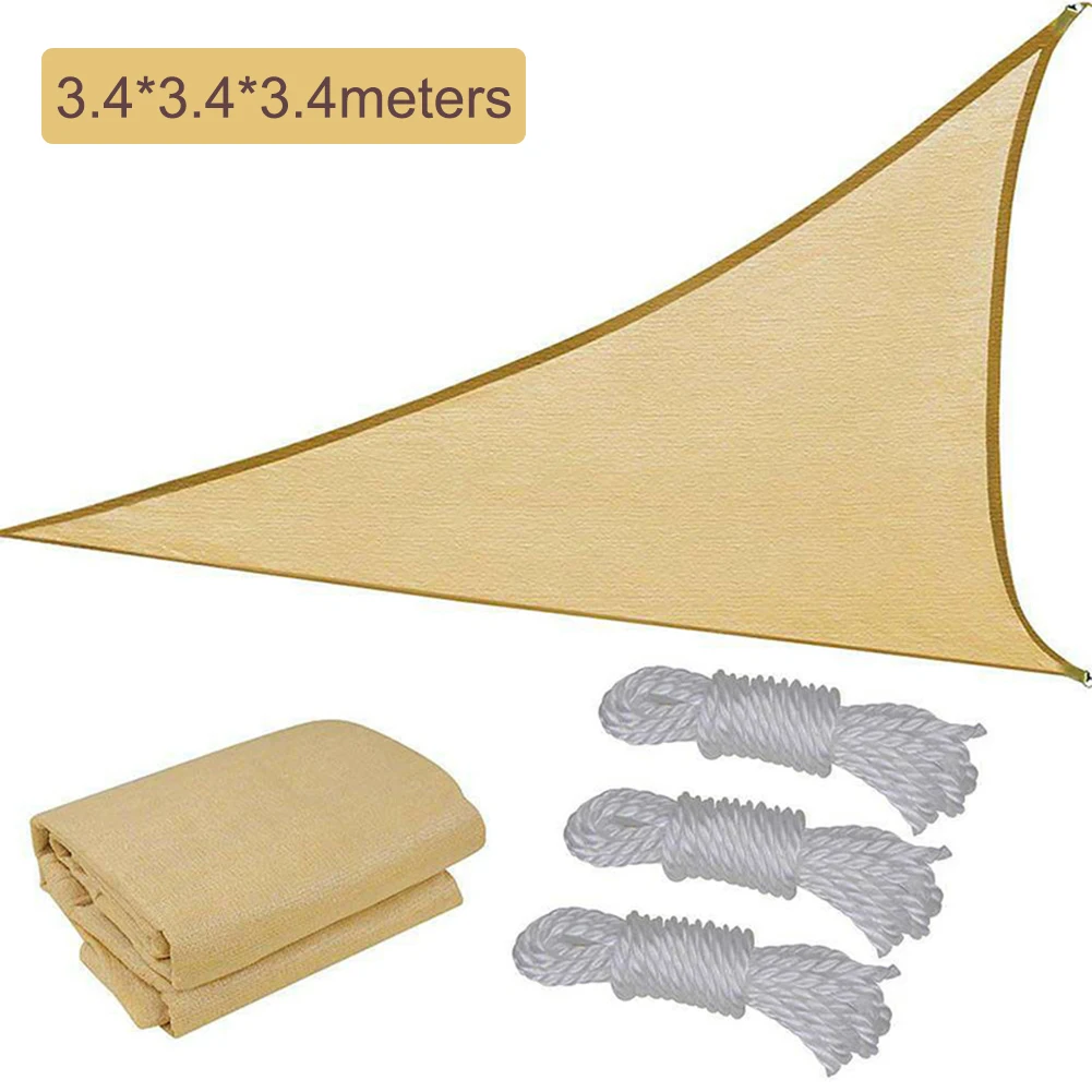 

3.4*3.4*3.4MSunshade Protection Outdoor Canop Outdoor Awnings Sun Shelter Triangle Garden Patio Pool 90% Sun Shade Sail Camping