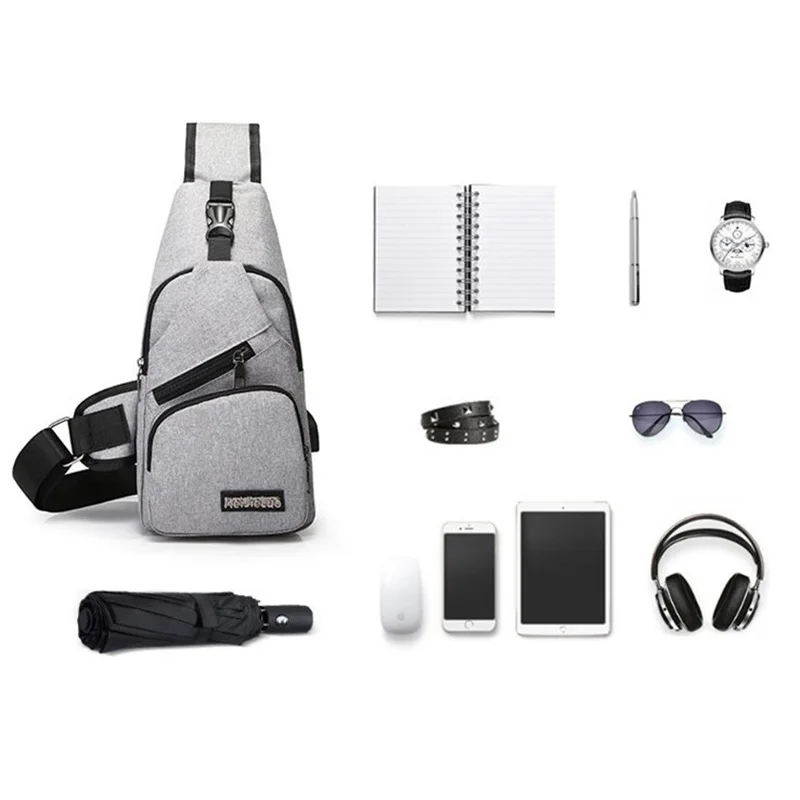 

Men's Chest Bag Male Shoulder Bags USB Charging Crossbody Bags Men Anti Theft Chest Bag Multi-function Casual Chest Bags