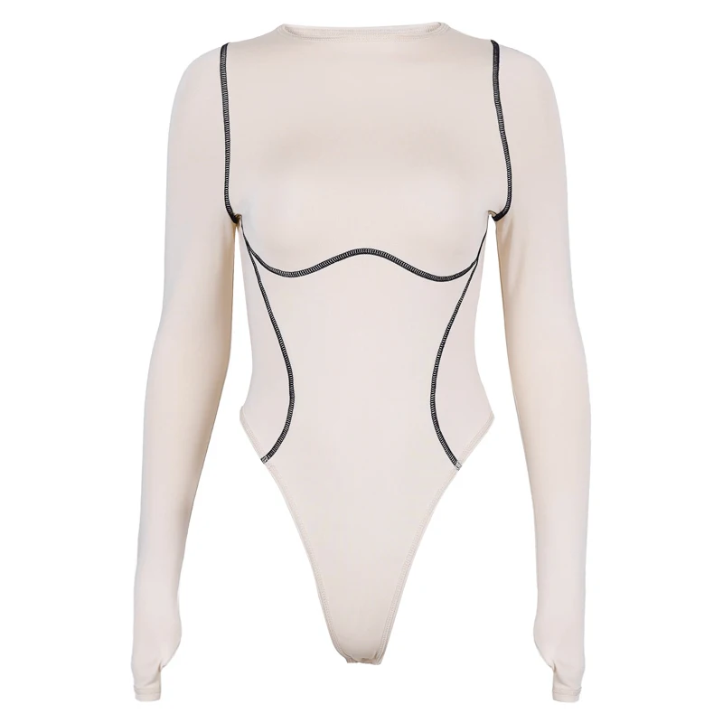 

MVA 2021 Long Sleeve Striped Line Patchwork Bodycon Sexy Playsuit Autumn Winter Women Streetwear Outfits Female Body P981119K