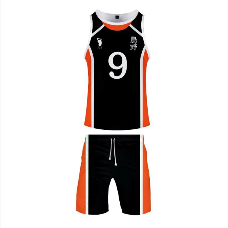 Аниме Haikyuu Cosplay Костюм Karasuno старшая школа Хината шоё комплект из двух частей топы