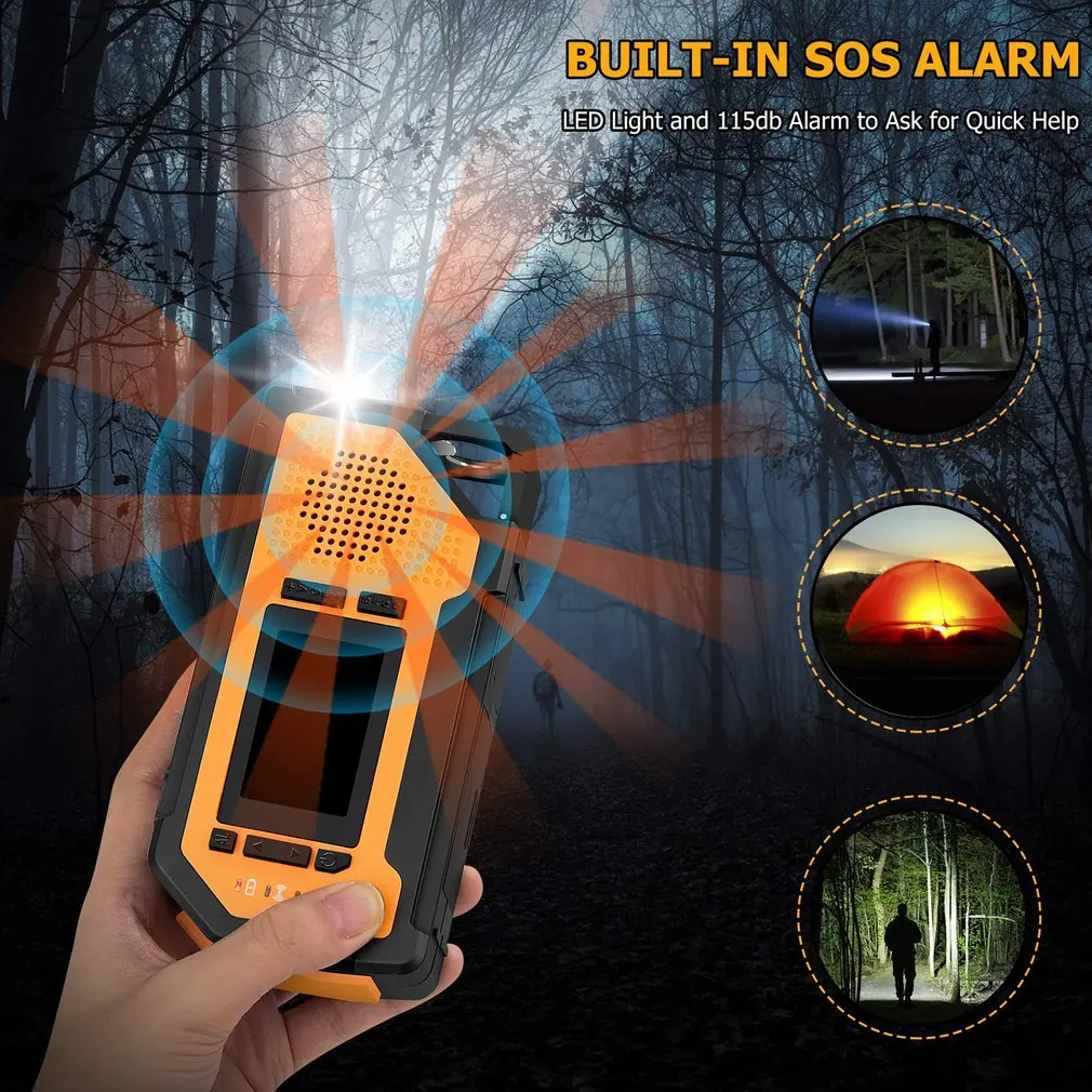 

Emergency Solar Hand Crank Radio AM/FM/NOAA Weather Radio With Large LCD Display Survival Radio Flashlight SOS Alert