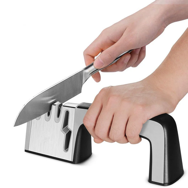 4 in 1 Knife Sharpener Diamond Coated Fine Ceramic Kitchen Shears Scissors Sharpening Tools Non-slip Base Stainless Steel | Дом и сад