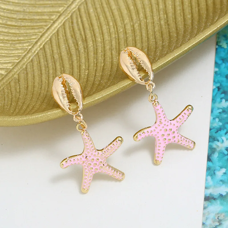 Модные дизайнерские серьги-гвоздики в виде океана золотые металлические