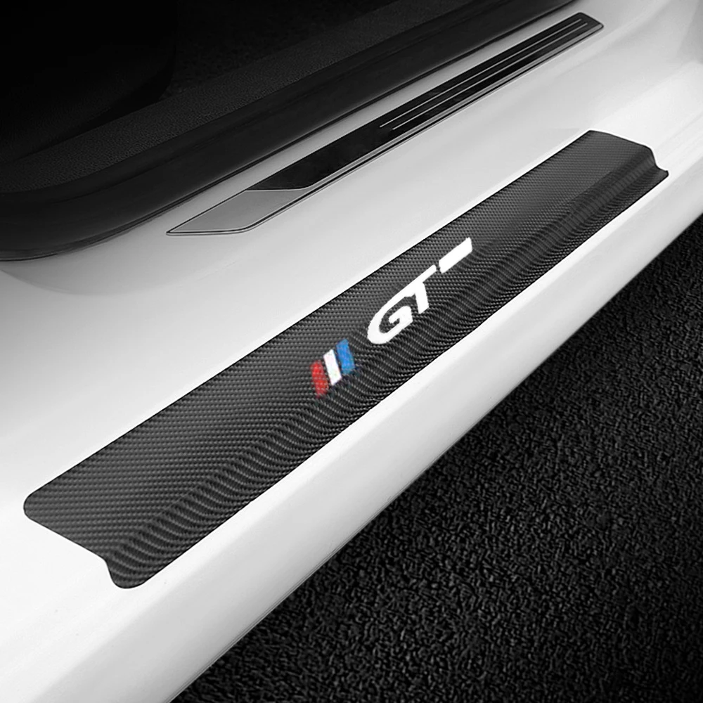 

For PEUGEOT 3008 GT 2016 17 2018 2019 4pcs Car Protector Door Sill Stickers Car styling Door Sill Scuff Plate Pedal Guard Trim