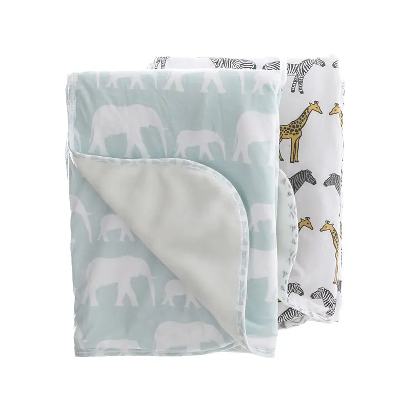 

New Double Blanket Cotton Knitted Flannel Blanket Baby Printed Kindergarten Quilt