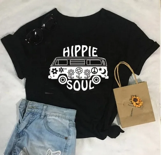Хиппи Soul Футболка гранж tumblr camisetas уличный стиль эстетический Графический Забавный хлопок автомобиль для женщин Искусство Винтаж Футболка 90s Топ