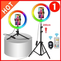new rgb for phone selfie ring light with tripod %ef%bc%8cprofessional light for photography camera lighting round ring lamp com tripod