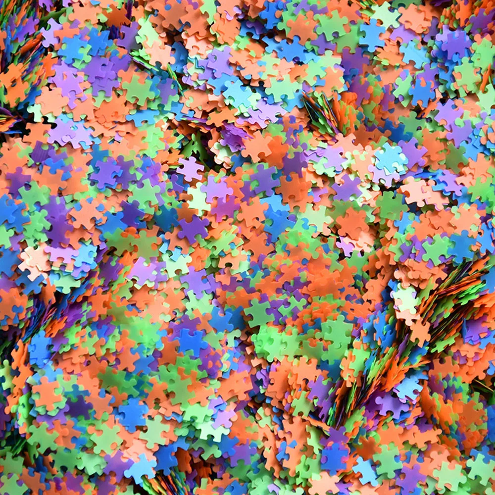 

10g/Bag Neon Puzzle Piece Shaped Nail Art Glitter 3-4 mm DIY Solvent Resistant Non-Toxic Polyester Decoration Puzzle Glitter P#5