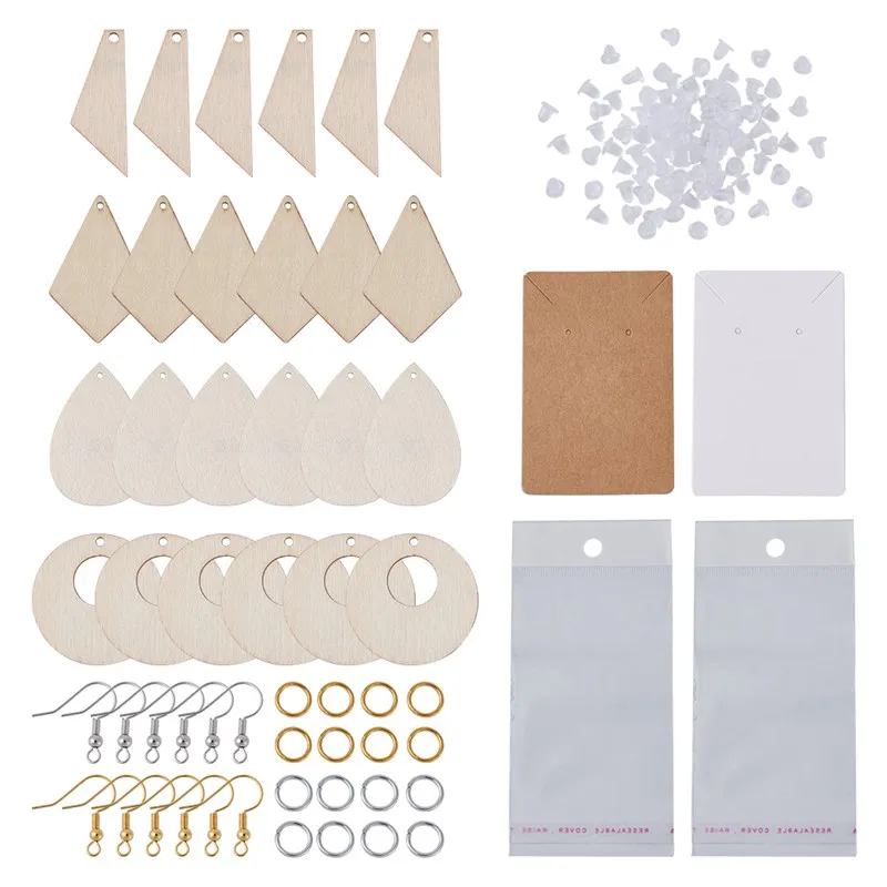 

80 шт./компл. сделай сам серьги без рисунка подвески из натуральной тополя и дерева латунные колечки для сережек крючки витрины пластиковые г...