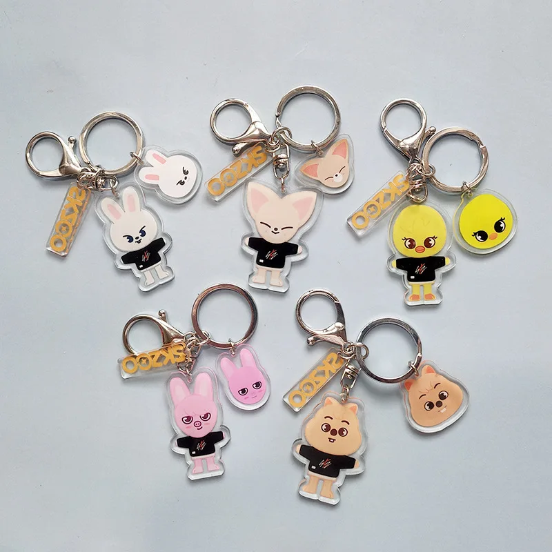 

Kpop Stray Kids Cartoon Character skzoo the Same Keychain Cute Figure Kawaii Photo Double-sided Acrylic Key Accessories