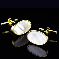 jhsl brand fashion mens jewelry gold silver color copper men shell cufflinks sets for shirt party gift high quality