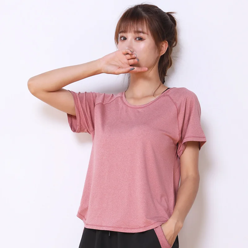 

Size Sport Shirts Women Yoga Top Mesh Spliced Fitness Gym T-shirt Short Sleeve Quick Dry O-Neck Workout Top Running Clothes