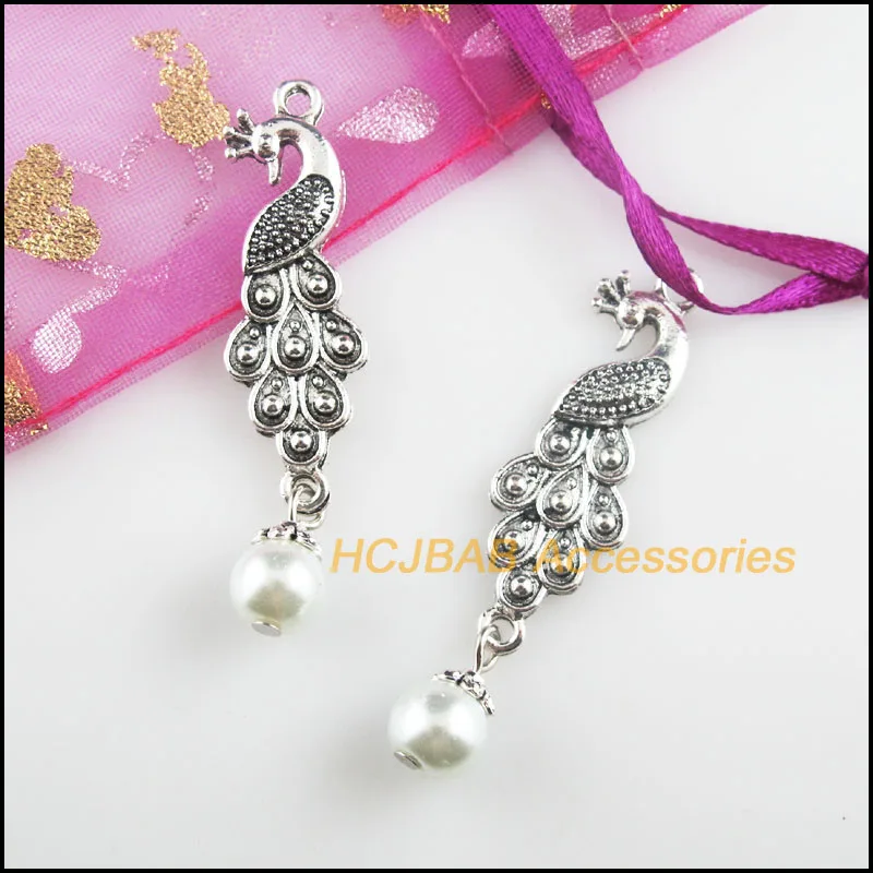 8 шт тибетские серебряные бусины павлина белые стеклянные бусы амулеты подвески