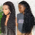 Парик из вьющихся человеческих волос 30, 32 дюйма, фронтальные парики с глубокой волной для черных женщин, Бразильские влажные и волнистые волосы 13x 4, фронтальный парик на сетке