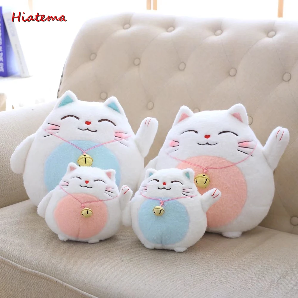 

18 to 40cm Cartoon Fortune Cat Plush Animals Throw Pillow Doll Toys Cute Bamboo Stuffed Lucky Cat Car Decoration Children Gifts
