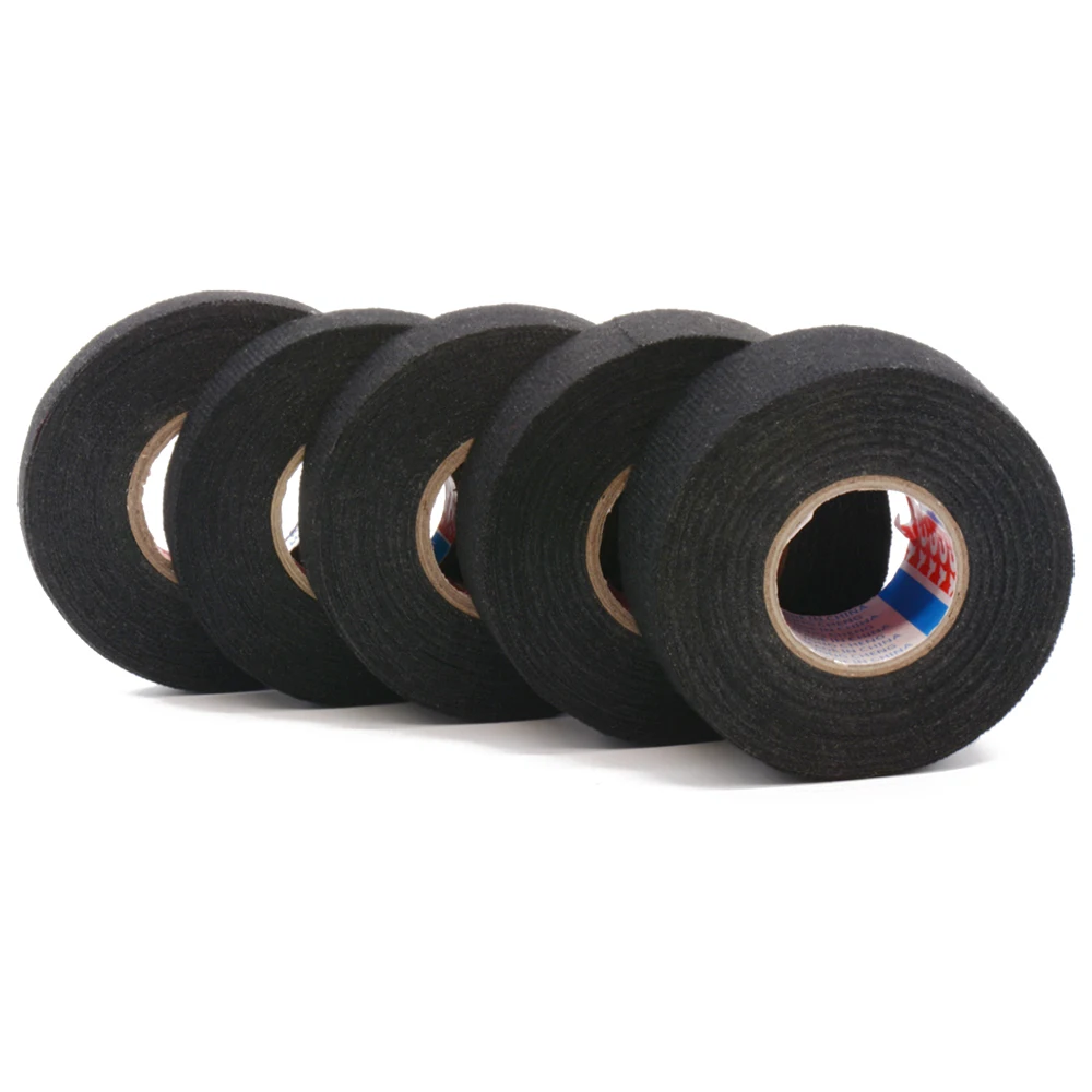 

1Pcs 15/25M meters Tesa Type Coroplast Black Adhesive Cloth Tape For Cable Harness Wiring Loom Width 9/15/19/25/32MM