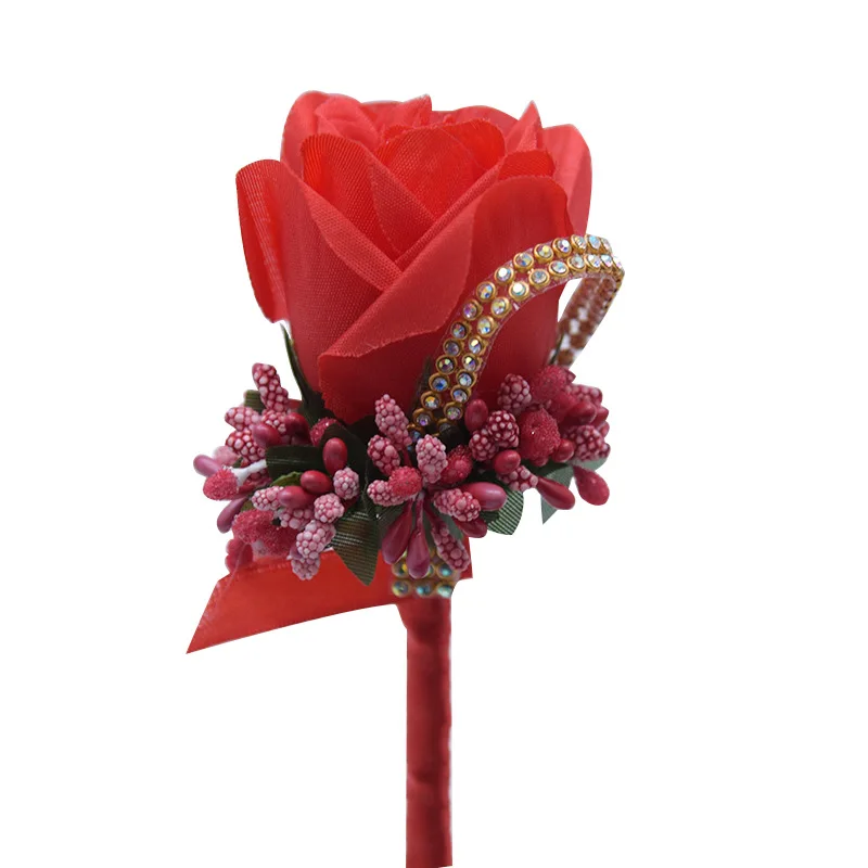 

Wedding ceremony simulation flower brooch silk flower brooch male female Brooch long needle Wedding Bridal Brooch