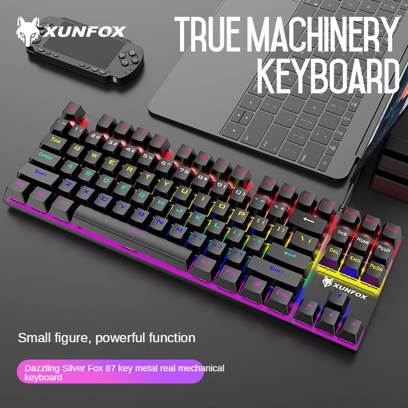 Клавиатура игровая Механическая Проводная 87 клавиш подсветка RGB USB | Компьютеры и