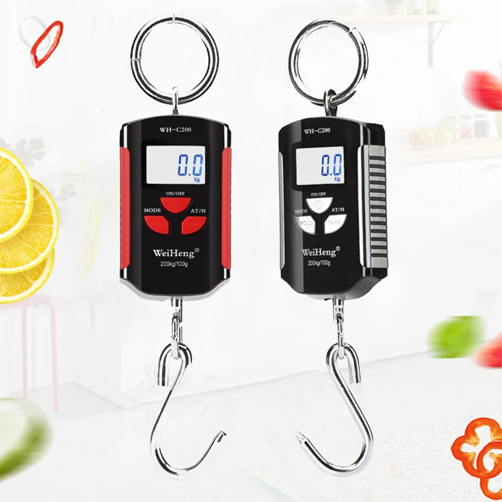 

200kg/100g Digital Hook Scale Electronic Luggage Scales Mini Weighting Steelyard Fishing Hanging Kitchen Weight Tool